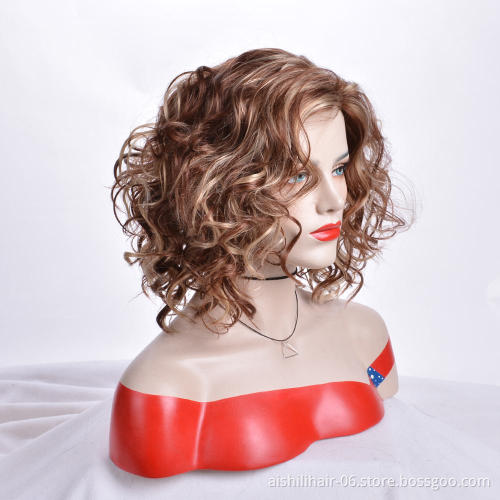 Aishili best-selling gold synthetic hair body deep wave hair female high quality Medium Wigs
